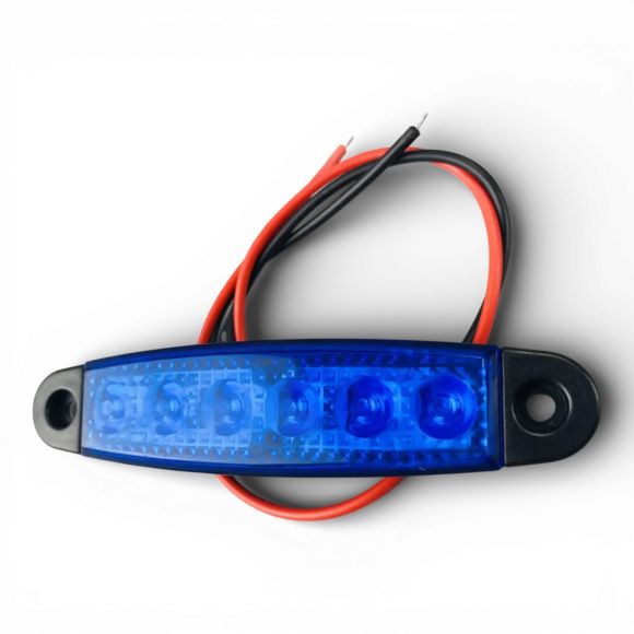Габаритний вогонь LED синій 2шт. 24В, IP67, 6 діодів з лінзою та кріпленням