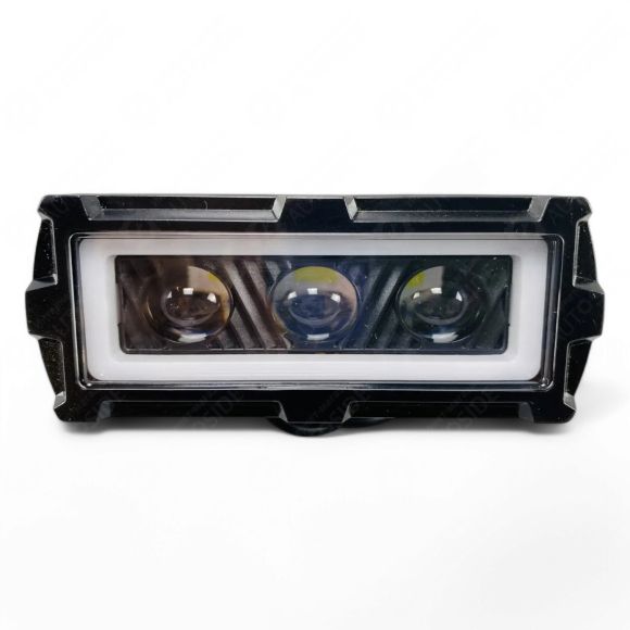 Лед фара 35 Вт. 10-32V з СТГ, 3 led лінзи + ДХО (жовтий і білий світ) Лед фара 35 Вт. 10-32V з СТГ, 3 led лінзи + ДХО (жовтий і білий світ)