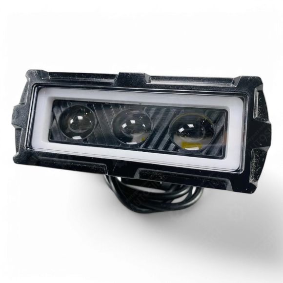 Лед фара 35 Вт. 10-32V з СТГ, 3 led лінзи + ДХО (жовтий і білий світ) Лед фара 35 Вт. 10-32V з СТГ, 3 led лінзи + ДХО (жовтий і білий світ)